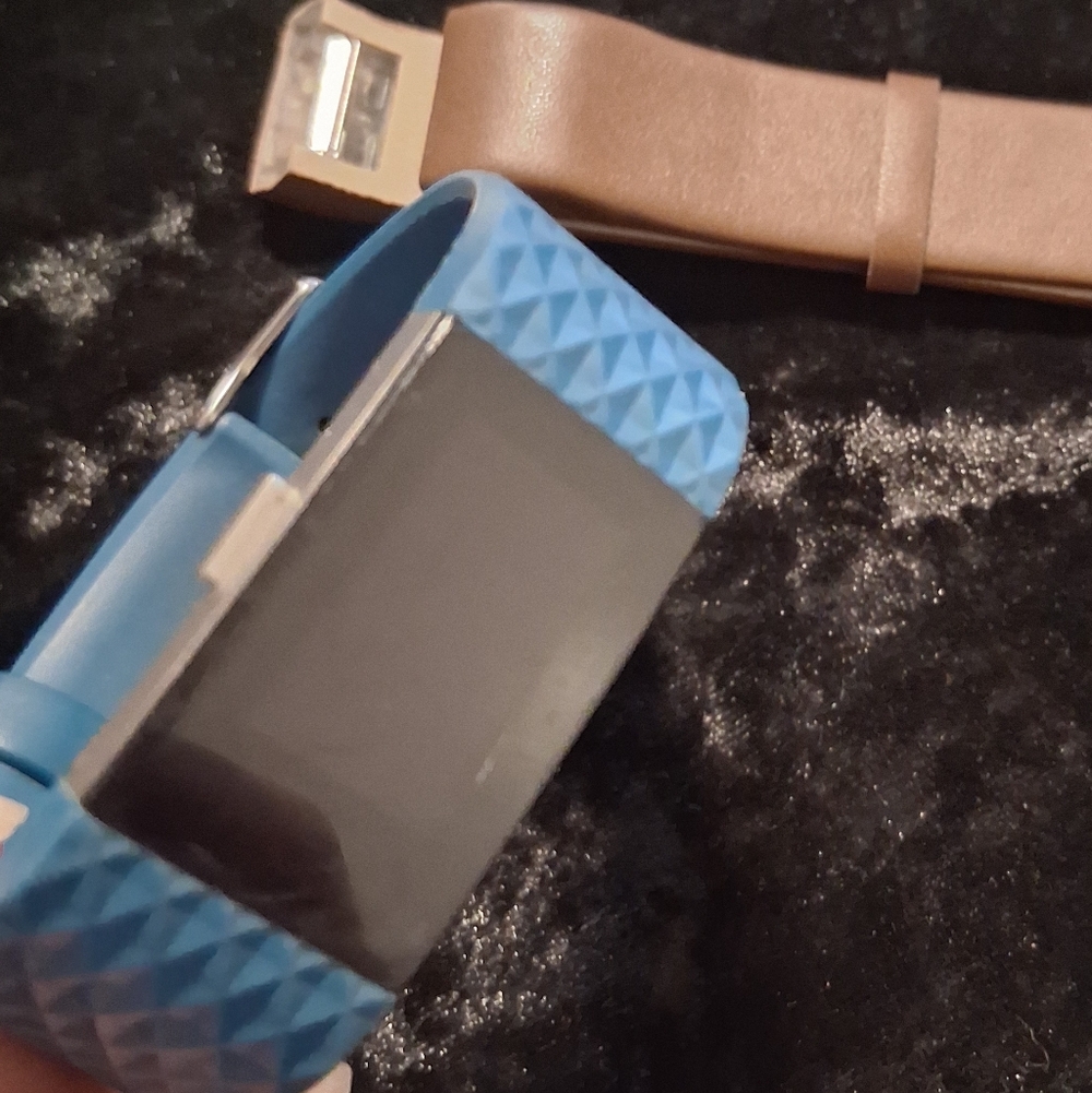 Fitbit Charge Fitness Tracker With Leather & Blue Band.